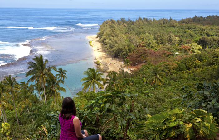 Ke'e beach on Kauai from trail