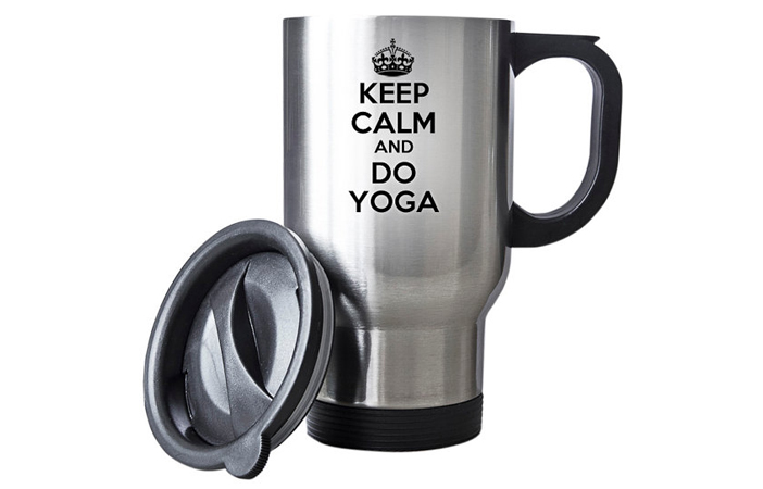 Keep Calm And Do Yoga Travel Mug DaisiesBoutiqueX