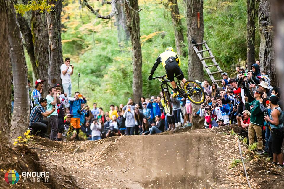 Crowds line the track for the third stage of EWS round one at Nevados de Chillan Photo: Enduro World Series