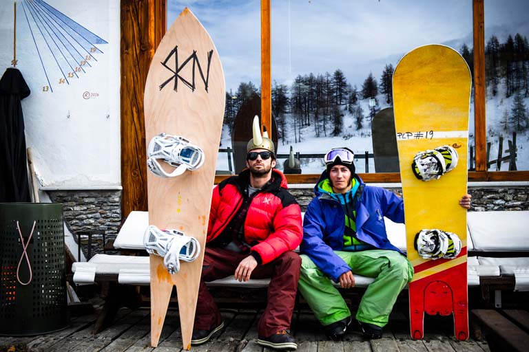 Just a couple of the Peace, Love, Powder boards from last season - including the rad shaka design! Photo: Stefano Milellas