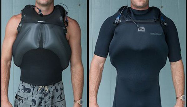 Patagonia are still testing out their big-wave inflation vests, which aren't yet available for the public to buy. Photo: Patagonia