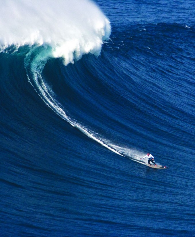Garrett Macnamara has been using a wavejet board instead of being towed in on big waves. 