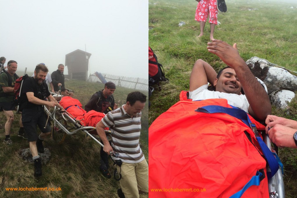 Check out the dude wearing boardies in the background! Photo: Lochaber Mountain Rescue Team