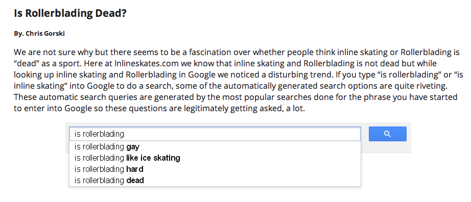 A post on rollerblading website inlineskates.com debating the very same question that caused controversy on Mpora.