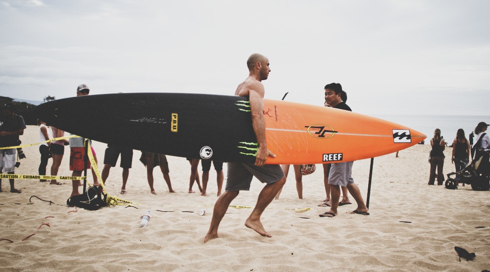 Shane Dorian with one hell of a gun. Photo: Billy Watts