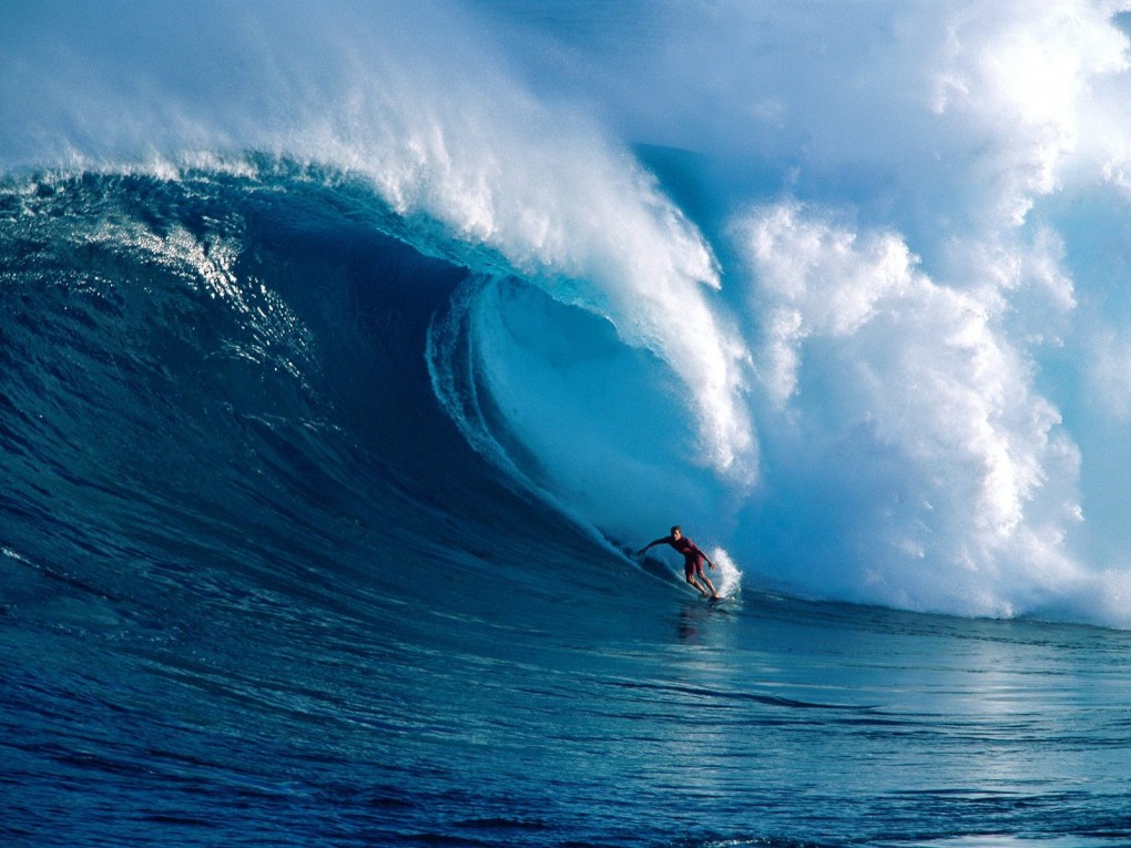 Big wave surfing in Maui, Hawaii