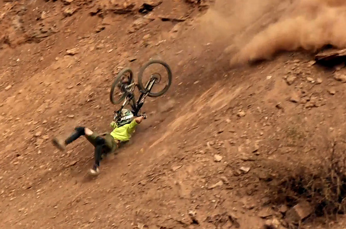 A nasty crash at the Red Bull Rampage freeride event. All too often crashes have decided the outcome of Downhill World Cups and championships. 