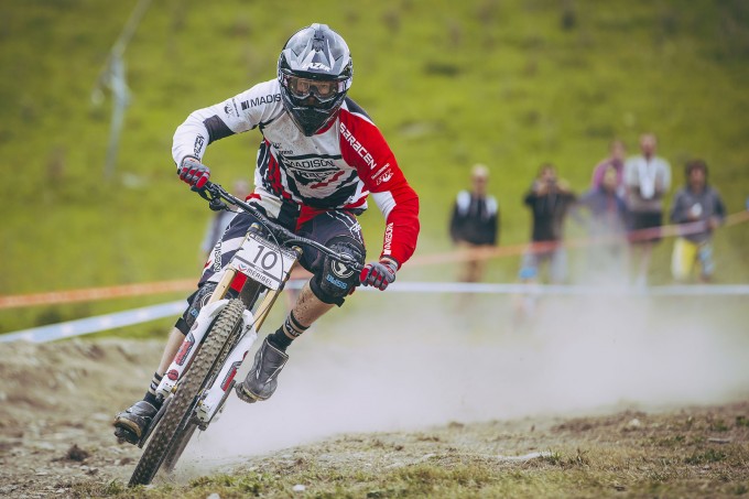 Matt Simmonds on his way to a barnstorming finish in Meribel. Photo: Laurence Crossman-Ems