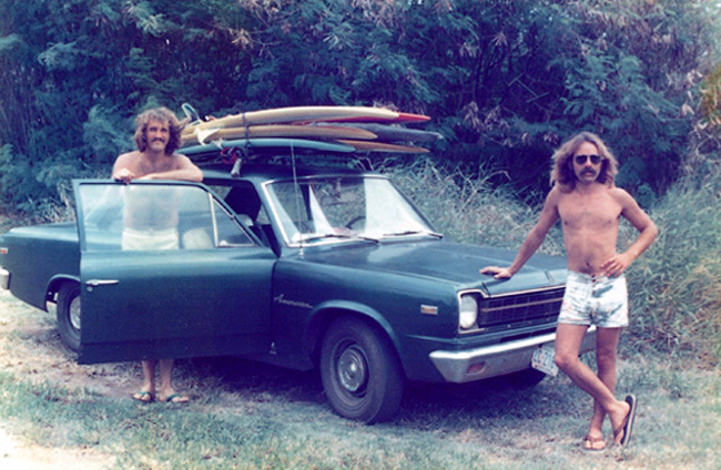 Leading British surfer Pete 'PJ' Jones on a surf trip to Australia back in the 1970s. Photo: Swansea Museum