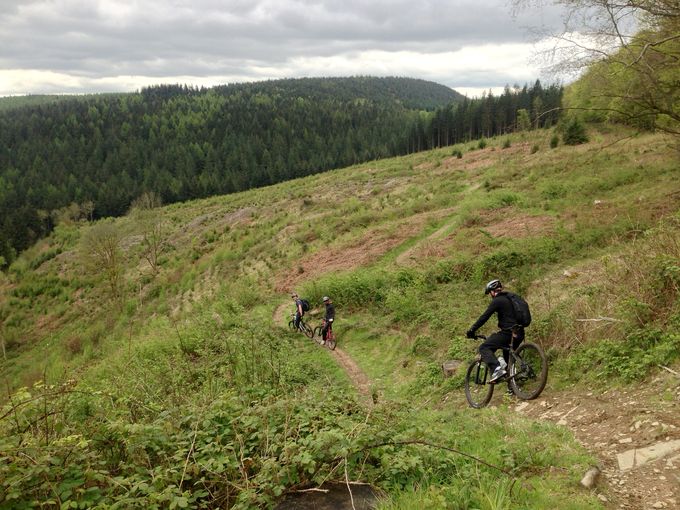 Our group descends through the beautiful Shropshire countryside