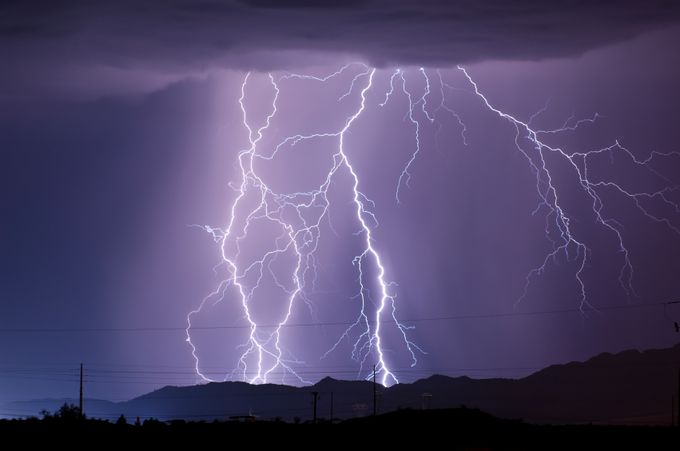 The first in a series of late night lightning storms captured during the 2010 Arizona Monsoon season.