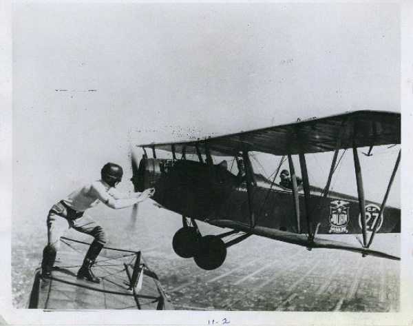 WingWalking Stunt Old Retro Black And White Photographs