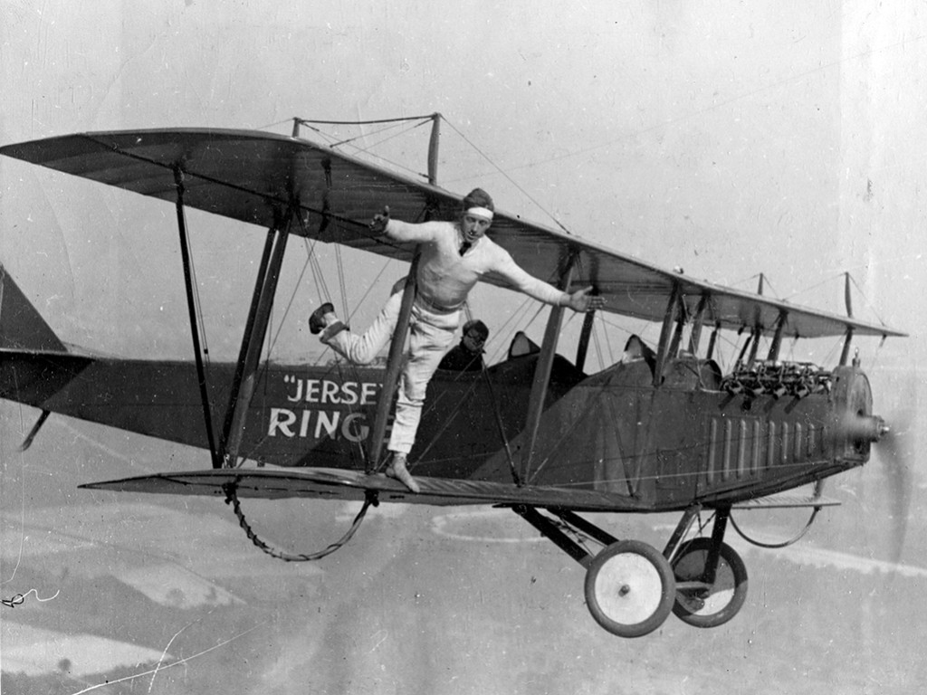 WingWalking Stunt Old Retro Black And White Photographs