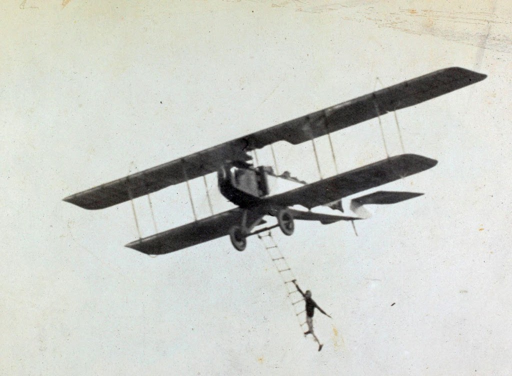 WingWalking Stunt Old Retro Black And White Photographs