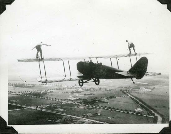 WingWalking Stunt Old Retro Black And White Photographs