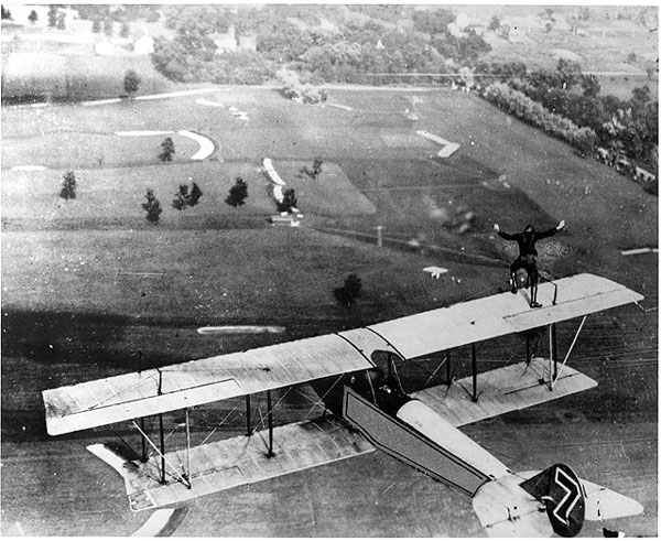 WingWalking Stunt Old Retro Black And White Photographs