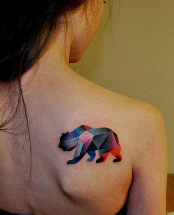 Bear Tattoo Multicoloured Shoulder Pinterest