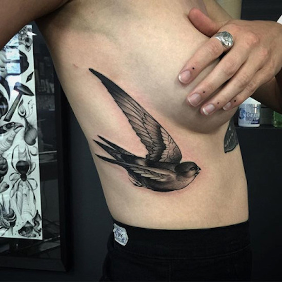 Infinity and Birds Flying Semi-Permanent Tattoo