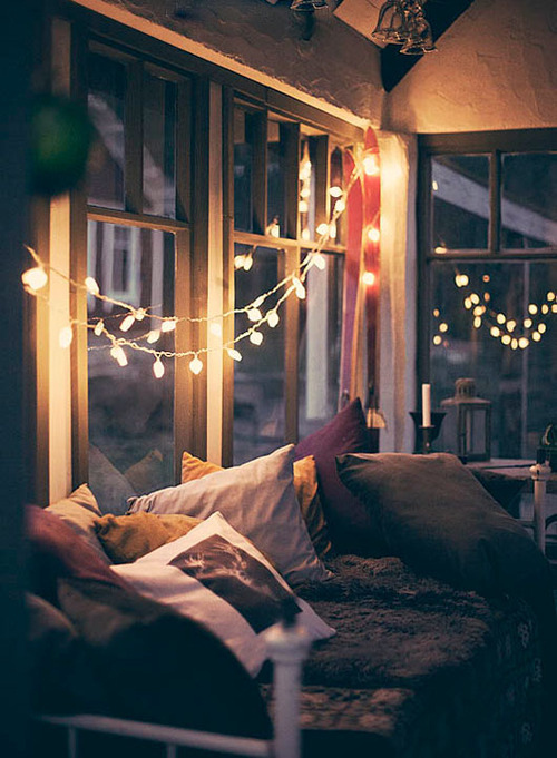 Winter House Home Cosy Fairy Lights Pinterest