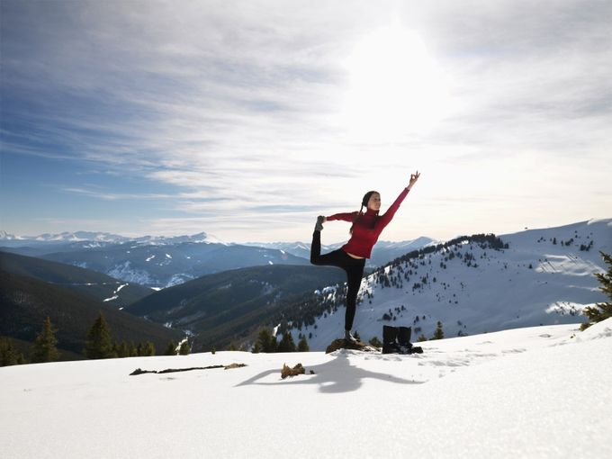 Winter Yoga Snow Mountains