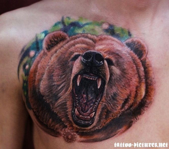 angry-bear-tattoo-on-chest