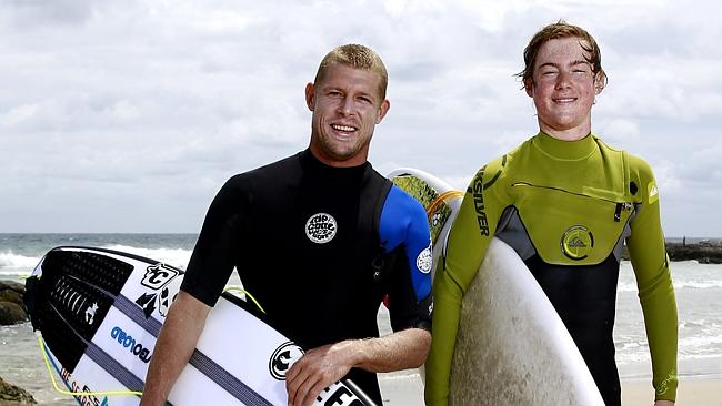 Mick Fanning along side teenage cancer patient Ben Beasley - Photo: Jared Williams