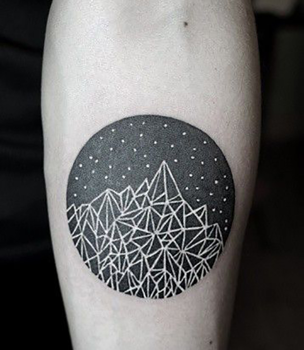 Diamond Shaped Mountains and Flowers Tattoo Design – Tattoos Wizard Designs