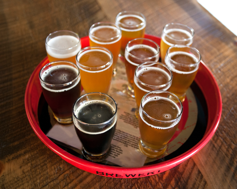 A tray of beers before a university ski trip