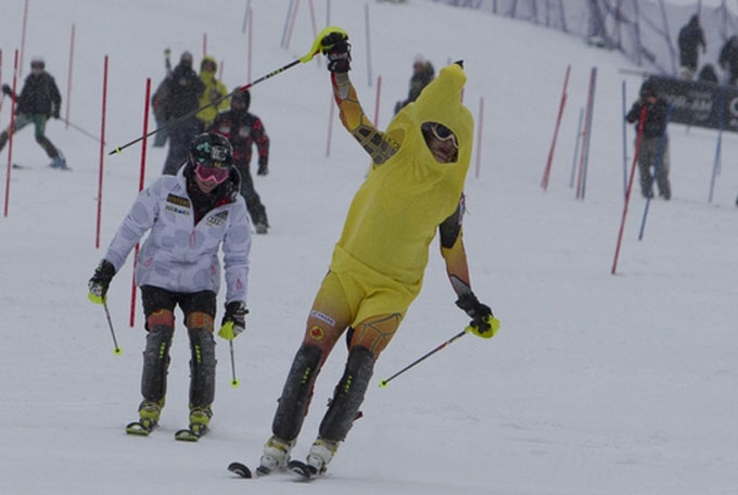 Skiing-in-a-Banana-Costume