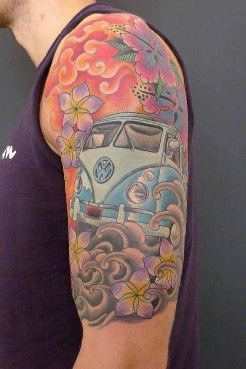 Sketch work style bus tattoo on the left side ribcage, | Tattoos, Sleeve  tattoos, Wild tattoo