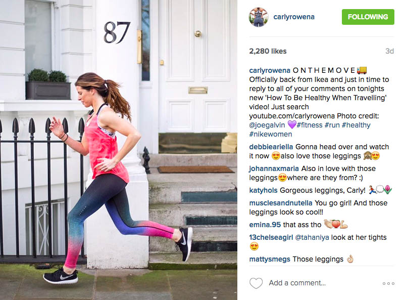 CarlyRowena Fitness Instagram Running Nike