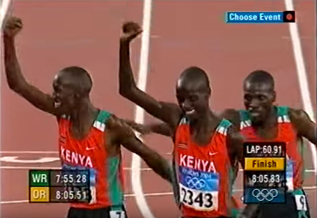 Athletics Kenya Running Olympics Steeplechase Athens 2004 Gold Silver Bronze Podium Clean Sweep