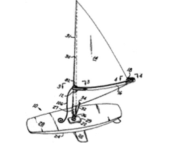 An early drawing of Hoyle and Joe's sailboard design for windsurfing. Photo: inventors.about.com