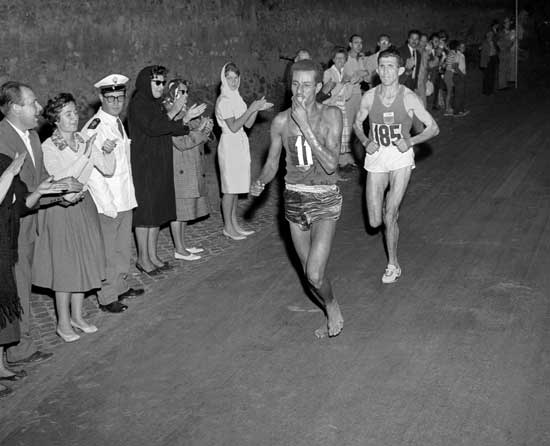 Abebe Bikila Rome 1960 Olympic Marathon History Ethiopia