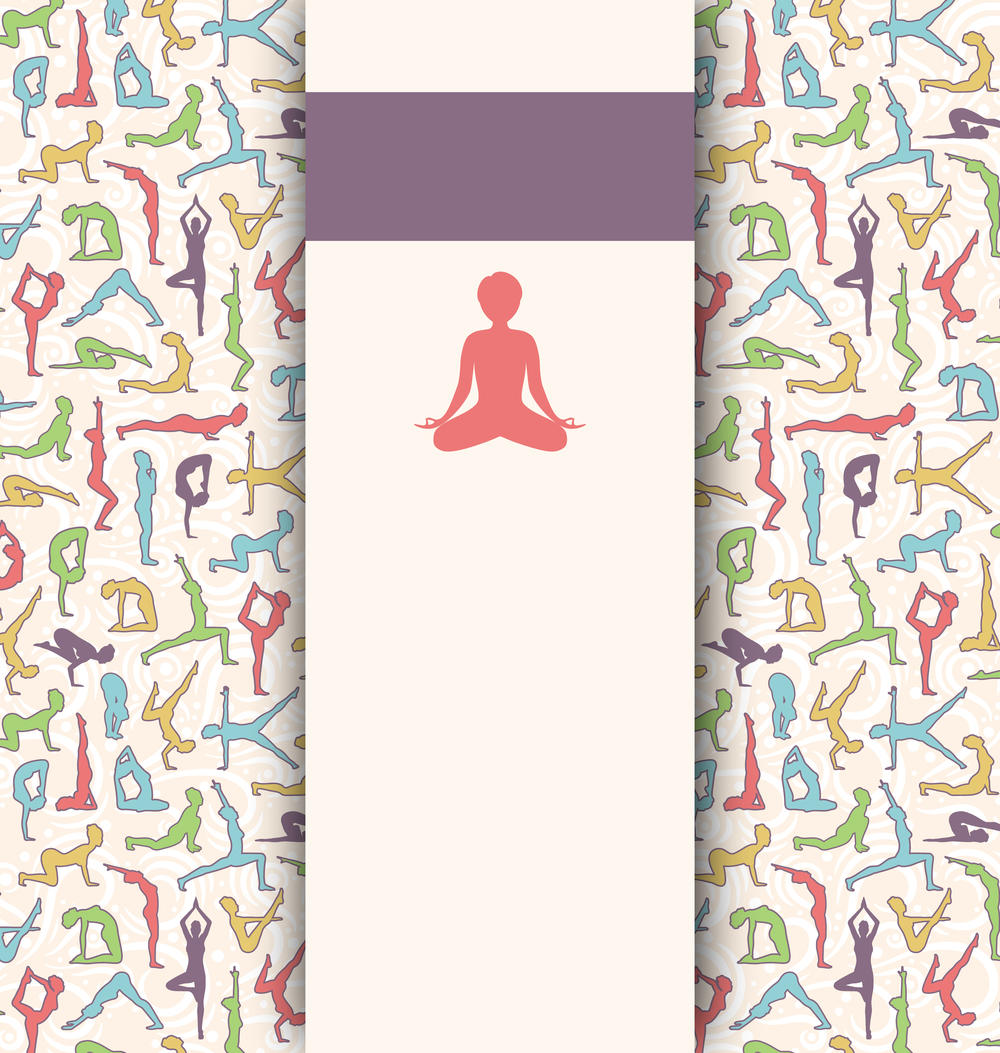 Yoga for beginners, everything you need to know-Different coloured yoga poses on beige backfround behind lone yoga figure