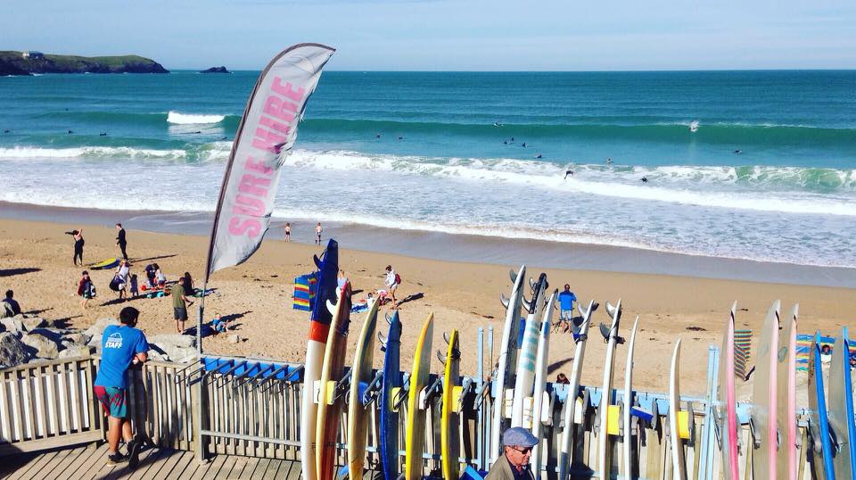 Learn to Surf in Cornwall: View from the surf school at Fistral Beach