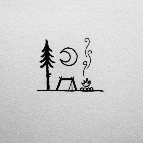 Tattoo uploaded by Tattoodo • Tattoo by Mimi Mine #MimiMine #campingtattoos  #camping #nature #tent #camping #travel #blackwork #linework #minimal  #stars #moon #saturn #couple #love • Tattoodo