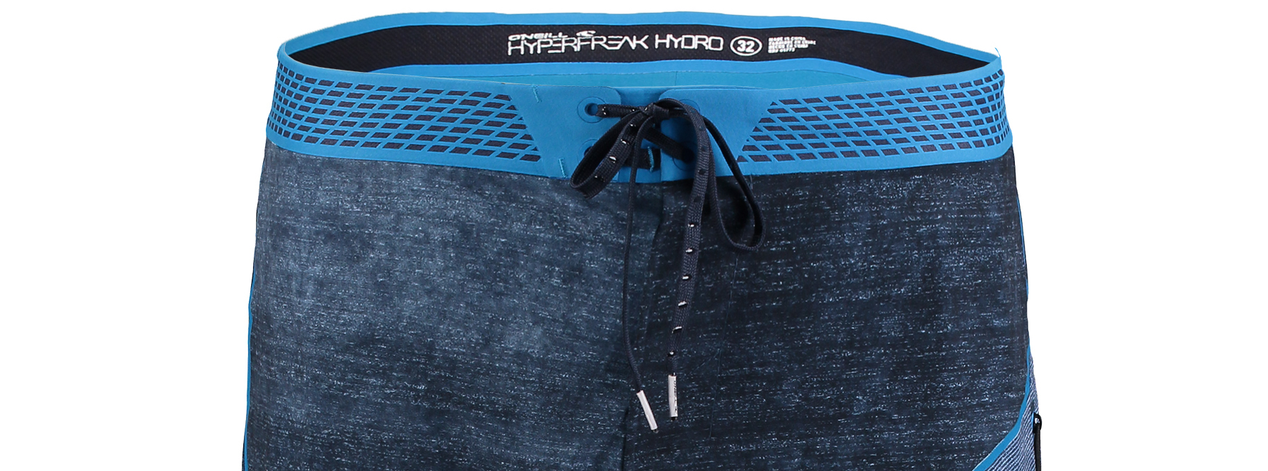 Boardshorts for Surfing: Hyperfreak Hydro boardshorts by O'Neill with silicone grip drawcard
