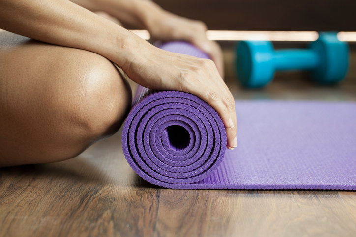 yoga mat in class