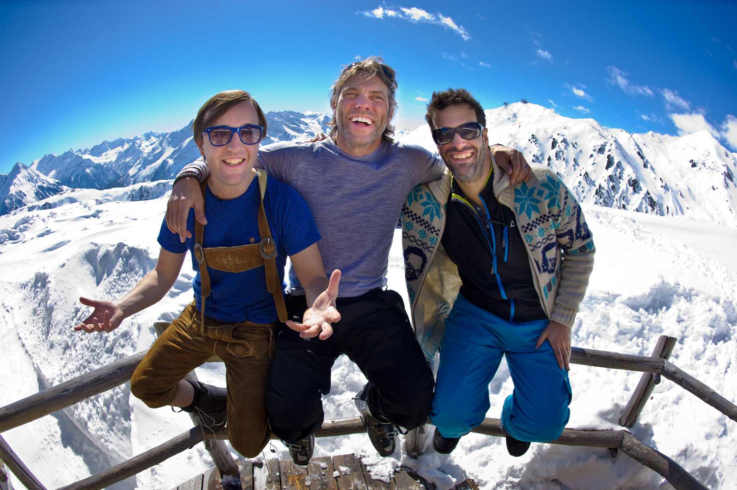 John Bishop joins Andrew Maxwell and Marcus Bridstocke for some piste-side fun in Mayrhofen