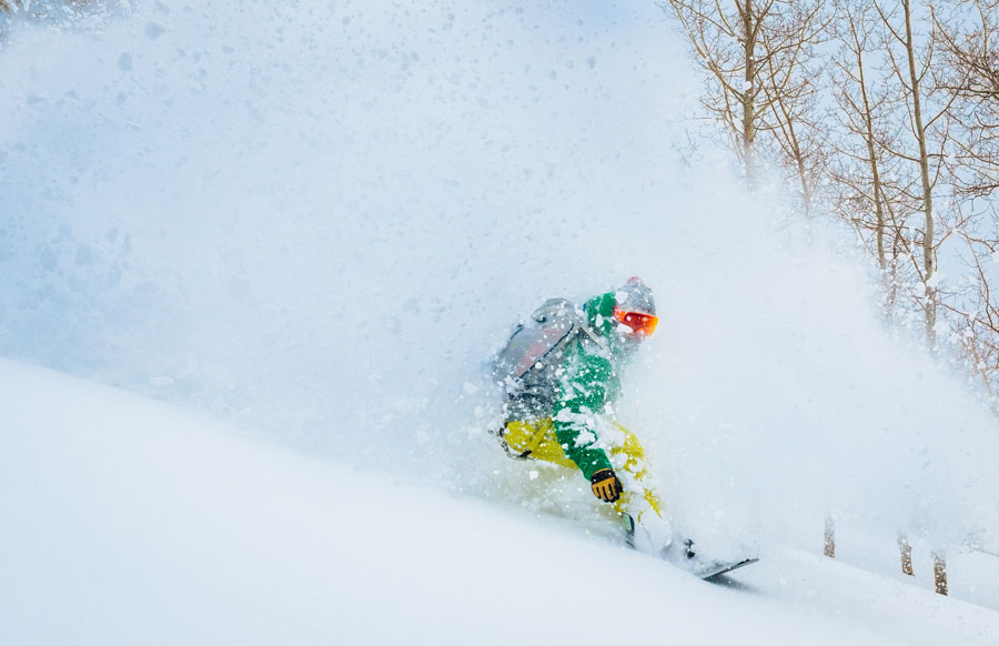 Snowboarding light fluffy powder in the Wasatch backcountry Credit: Jeremiah Watt