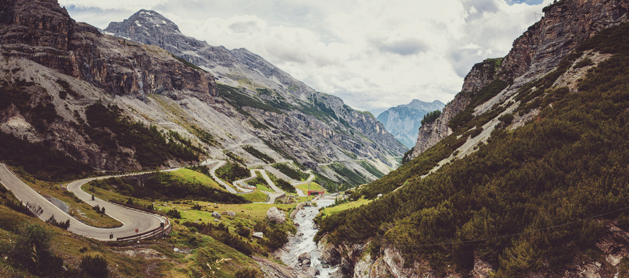 Panorama of Stelvio pass in Italy