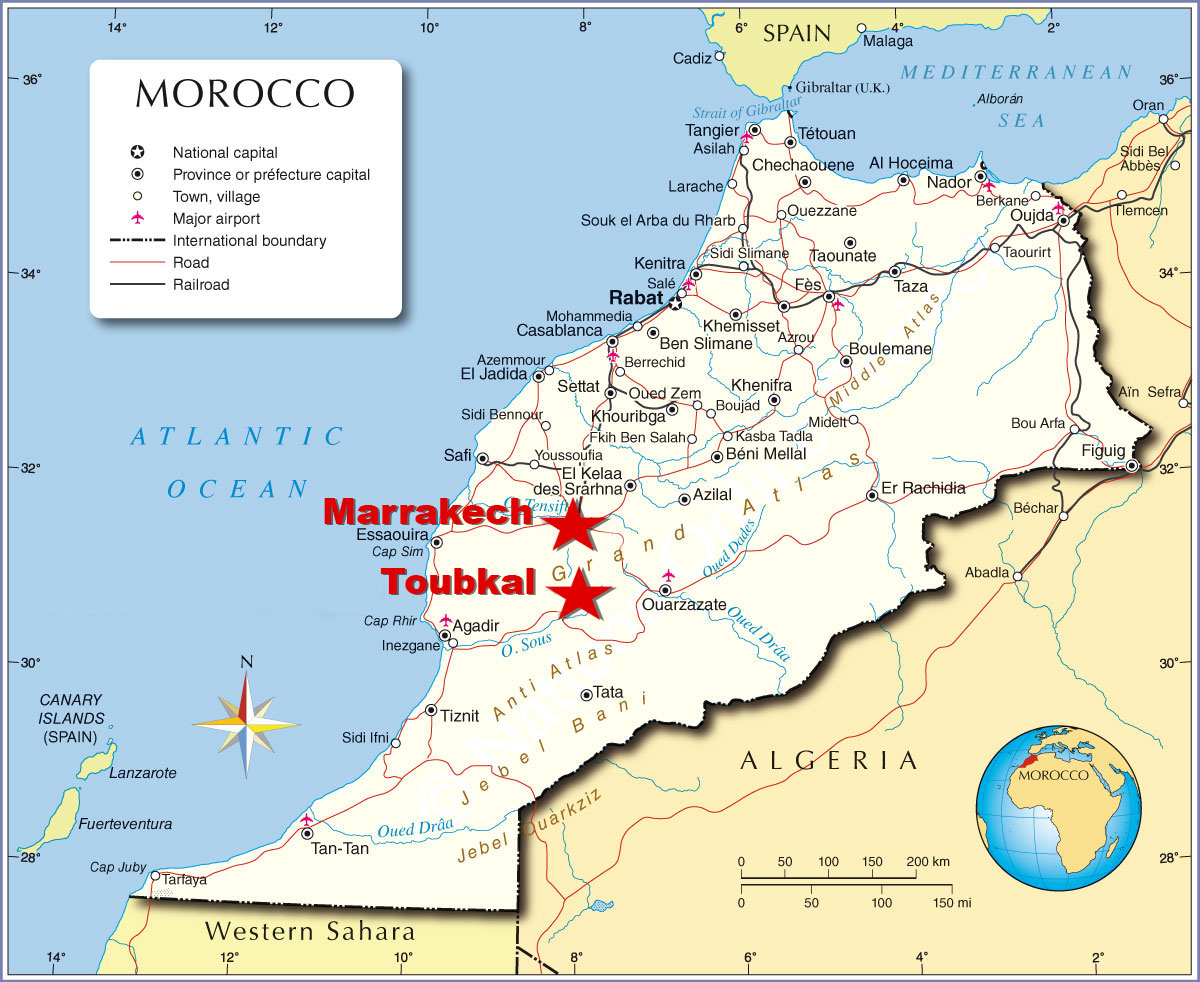 Map of Morocco Much Better Adventures Atlas Mountains Toubkal