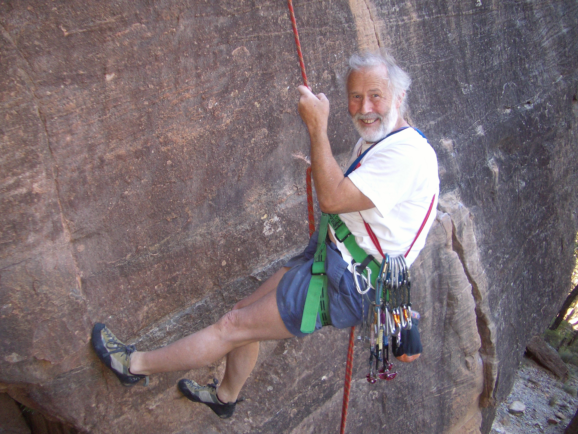 Chris Bonington climbing in Australia in 2004