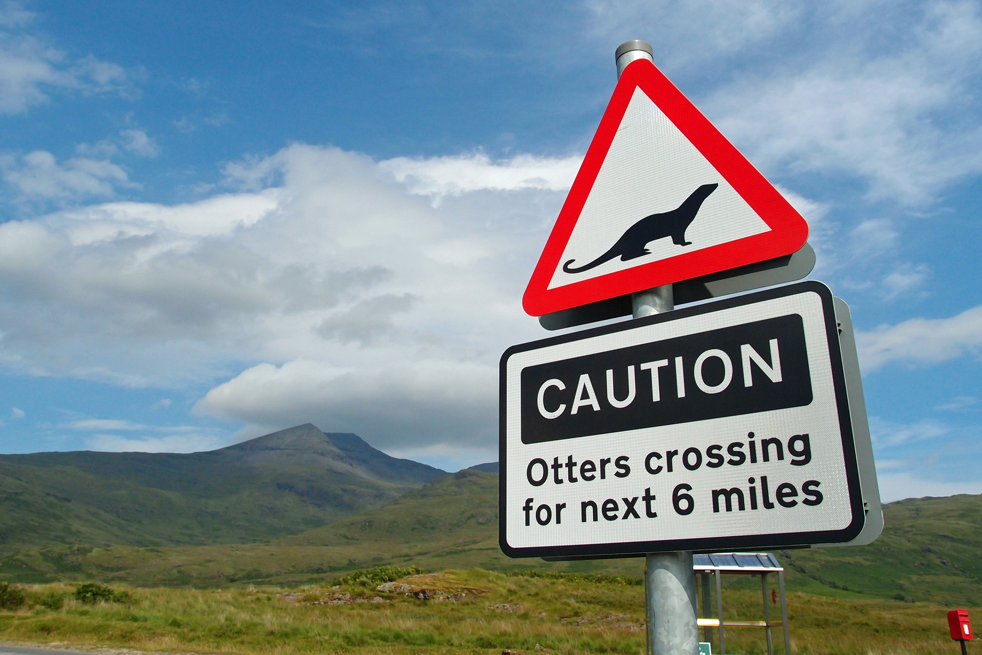 Road sign near Pennyghael, shores of Loch Scridain