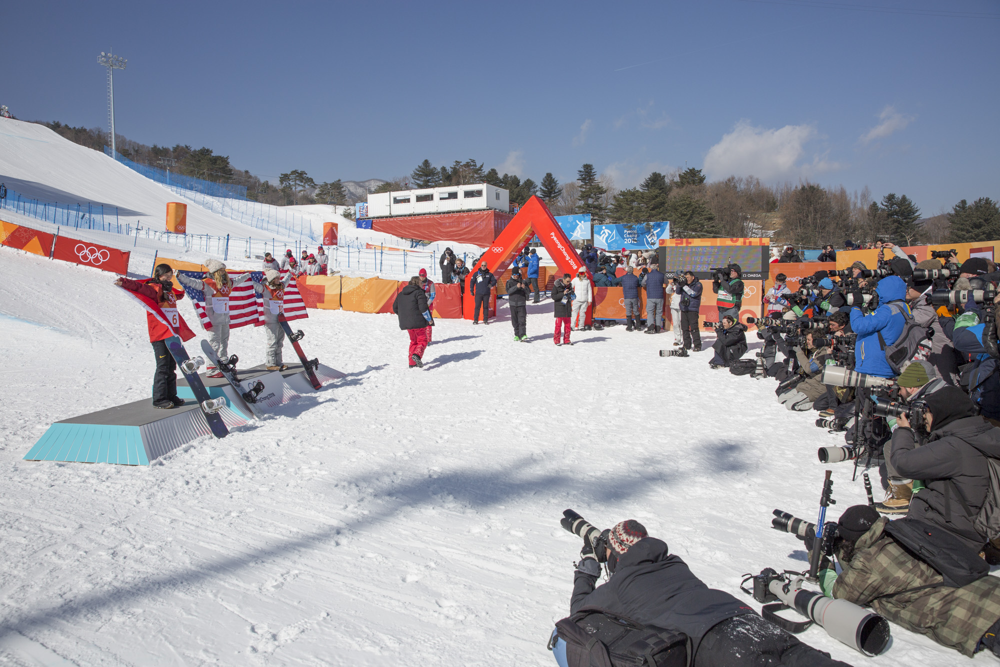 Press photographers lining up to get the shot of snowboarding's next superstar. Photo: Sam Mellish