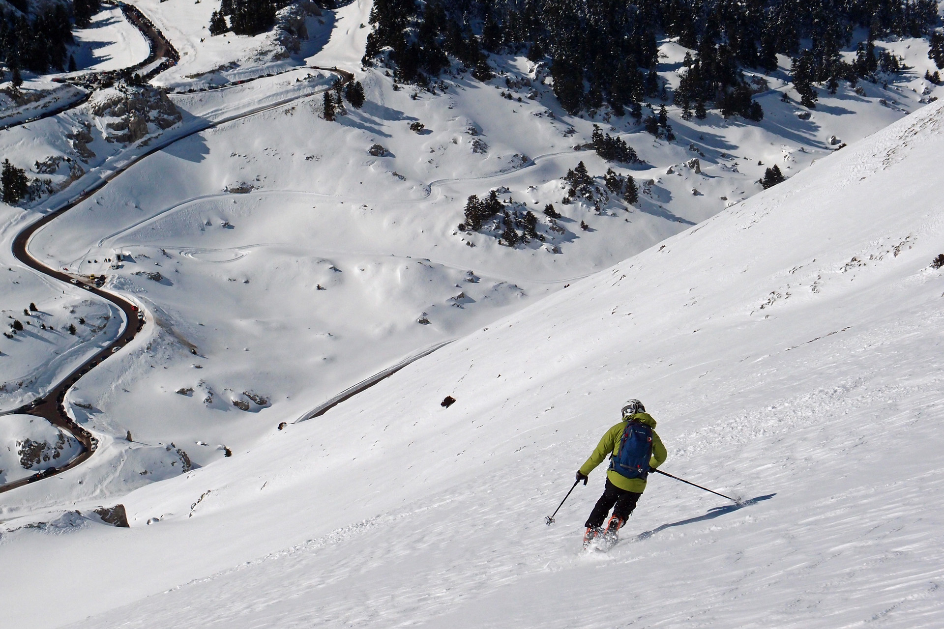 Off-piste above Kelaria, Mt Parnassos