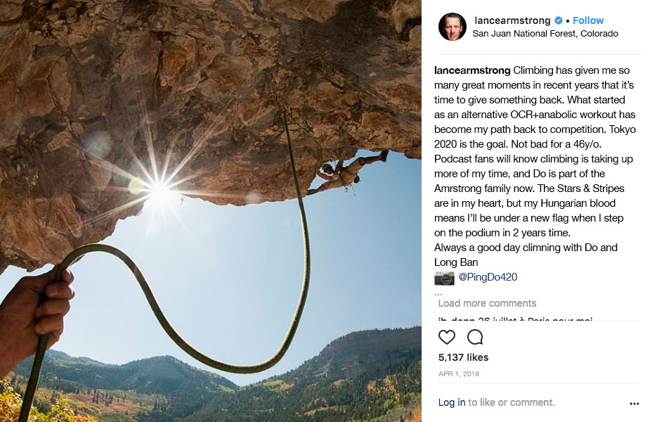 Lance Armstrong used Instagram to make his shock announcement - Screedgrab: Instagram