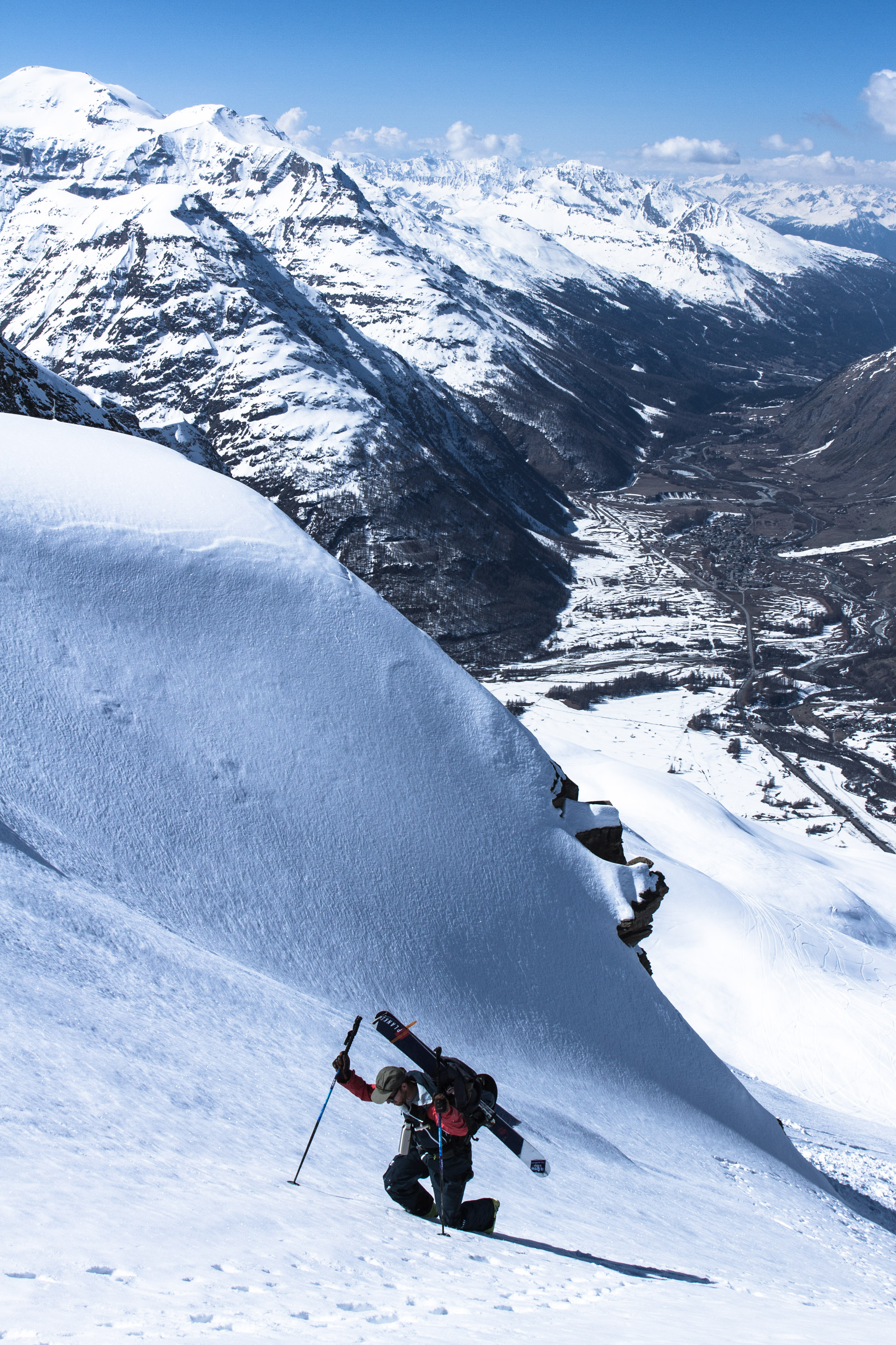 Stairway to heaven. Matt scales the steep ascent in Bonneval-sur-Arc on our first day.