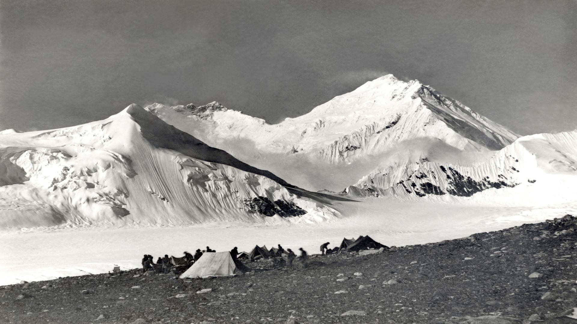 Everest seen from 20000 camp last day of the 1921 expedition - by George Mallory